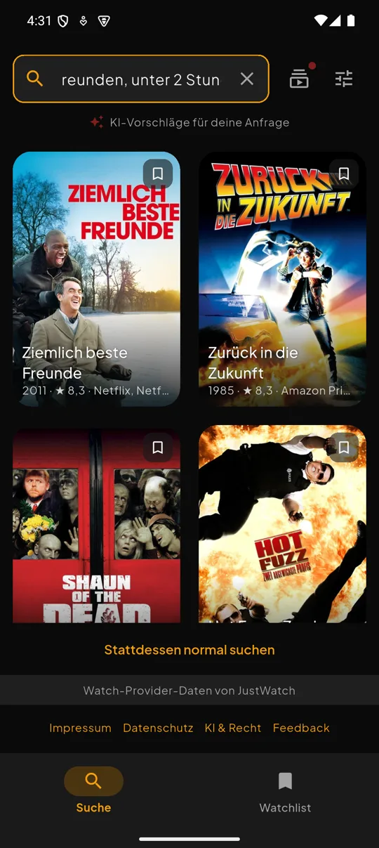KI-Empfehlungen zu einer Stimmungsbeschreibung